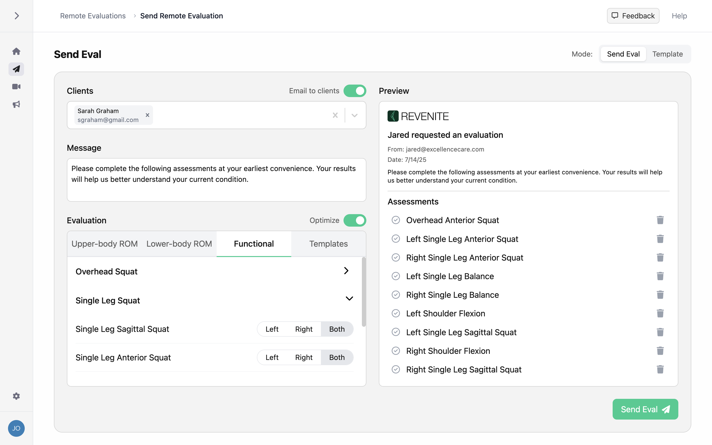 Create Evaluation interface